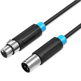 Cabo Stereo Vention BBFBJ, XLR Macho - XLR Fêmea, 5m, Preto