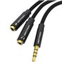Cabo Stereo Vention BBMBY, Jack 3.5 Macho - 2x Jack 2.5 Fêmea, 30cm, Preto