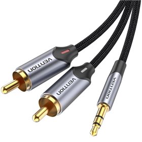 Cabo Audio Vention BCNBL, 2x RCA Macho - Jack 3.5 Macho, 10m, Cinza