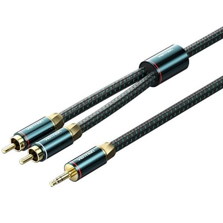 Cabo Audio Vention BCSGF, 2x RCA Macho - Jack 3.5 Macho, 1m, Verde e Preto
