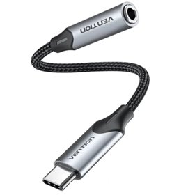 Conversor Vention BGMHF, Jack 3.5 Fêmea - USB Tipo-C Macho, 1m, Cinza