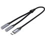 Cabo Conversor USB Tipo-C Vention BGNHY, USB Tipo-C Macho - 2x Jack 3.5 Fêmea, 30cm, Cinza