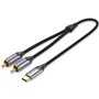 Cabo Conversor Vention BGUHF, 2x RCA Macho - USB Tipo-C Macho, 1m, Cinza
