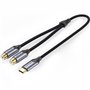 Cabo Conversor Vention BGVHD, 2x RCA Fêmea - USB Tipo-C Macho, 50cm, Cinza
