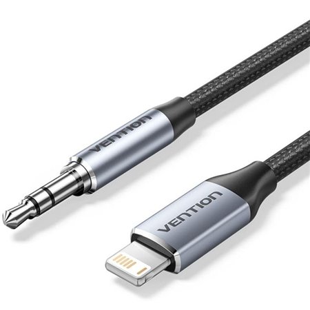 Adaptador Audio Vention BMCHF, Jack 3.5 Macho - Lightning Macho, 1m, Cinza