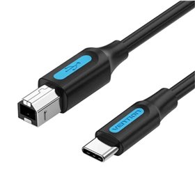 Cabo USB 2.0 Tipo-C Vention CQUBH, USB Tipo-B Macho - USB Tipo-C Macho, 480Mbps, 2m, Preto