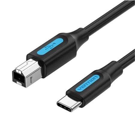 Cabo USB 2.0 Tipo-C Vention CQUBH, USB Tipo-B Macho - USB Tipo-C Macho, 480Mbps, 2m, Preto