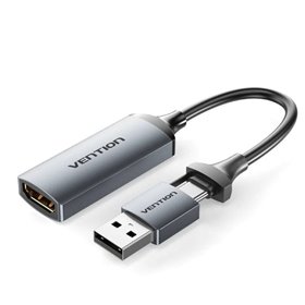 Conversor HDMI 4K 60Hz Vention ACWHA, HDMI Fêmea , USB Macho - USB Tipo-C Macho, 480Mbps, 10cm, Preto