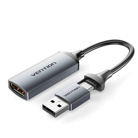 Conversor HDMI 4K 60Hz Vention ACWHA, HDMI Fêmea , USB Macho - USB Tipo-C Macho, 480Mbps, 10cm, Preto