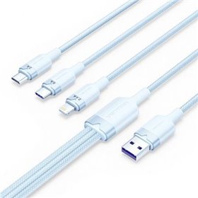 Cabo USB 2.0 Lightning Vention CTPLG, USB Macho, USB Tipo-C Macho - MicroUSB Macho - Lightning Macho, 1.5m, Azul