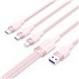 Cabo USB 2.0 Lightning Vention CTPPG, USB Macho, USB Tipo-C Macho - MicroUSB Macho - Lightning Macho, 1.5m, Rosa
