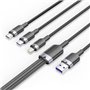 Cabo USB 2.0 Lightning Vention CTRBG, USB Macho, USB Tipo-C Macho - MicroUSB Macho - Lightning Macho, 1.5m, Preto