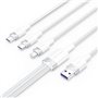 Cabo USB 2.0 Lightning Vention CTRWG, USB Macho, USB Tipo-C Macho - MicroUSB Macho - Lightning Macho, 1.5m, Branco
