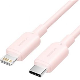 Cabo USB 2.0 Tipo-C Lightning Vention LAKPF, USB Tipo-C Macho - Lightning Macho, Até 27W, 480Mbps, 1m, Rosa