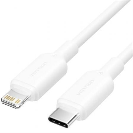Cabo USB 2.0 Tipo-C Lightning Vention LAKWF, USB Tipo-C Macho - Lightning Macho, Até 27W, 480Mbps, 1m, Branco