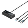 Hub USB 3.0 Vention CHWBF, 4xUSB, 1xUSB Tipo-C PD, Inclui cabo de carregamento USB Macho - USB Tipo-C Macho