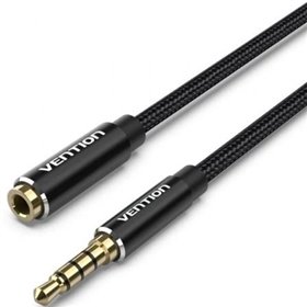 Cabo Stereo Vention BHCBD, Jack 3.5 Macho - Jack 3.5 Fêmea, 50cm, Preto