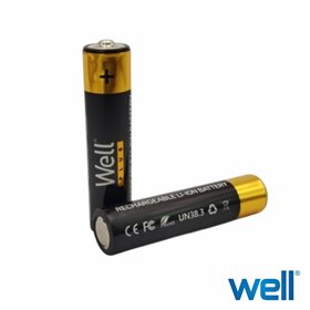 Pilha Lítio 10440 Recarregável AAA 1.5V 400mAh C/ USB-C x2